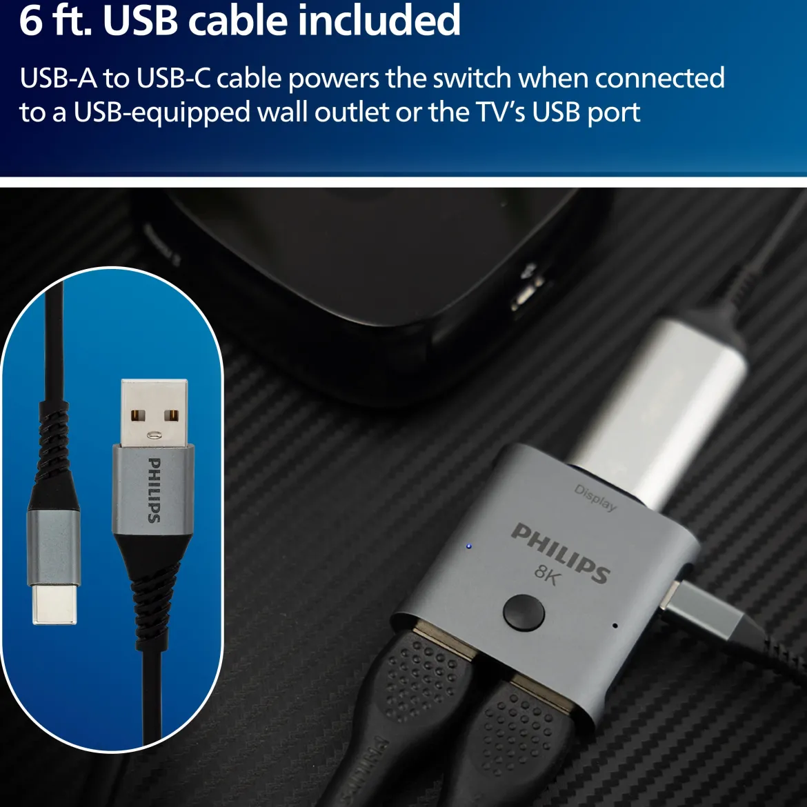 Philips Elite 2-Port HDMI 2.1 Switch, Silver