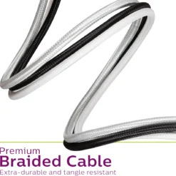 Philips Elite USB-A to USB-C Cable, 3ft, Braided Cord, Black