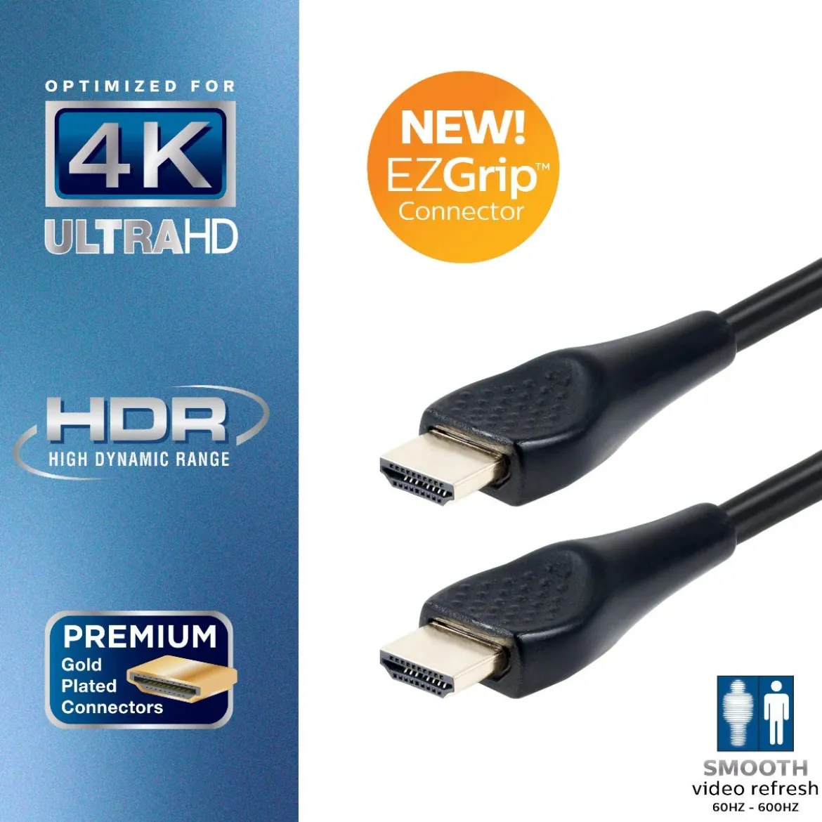Philips EZ Grip 10ft. 4K HDMI Cable with Ethernet, Black