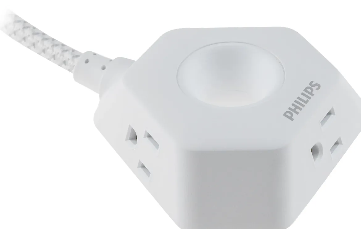Philips EZGrip Indoor Extension Cord with Multiple 3 Prong Outlets, 4 Ft, White