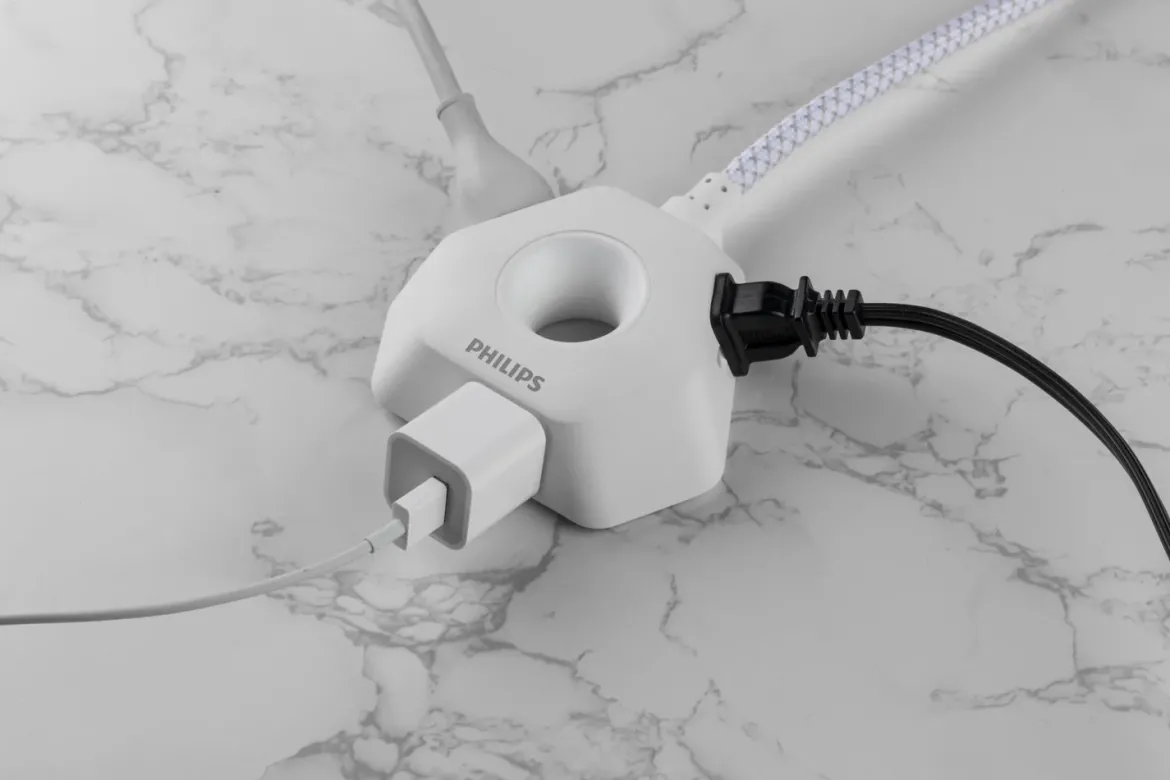 Philips EZGrip Indoor Extension Cord with Multiple 3 Prong Outlets, 4 Ft, White