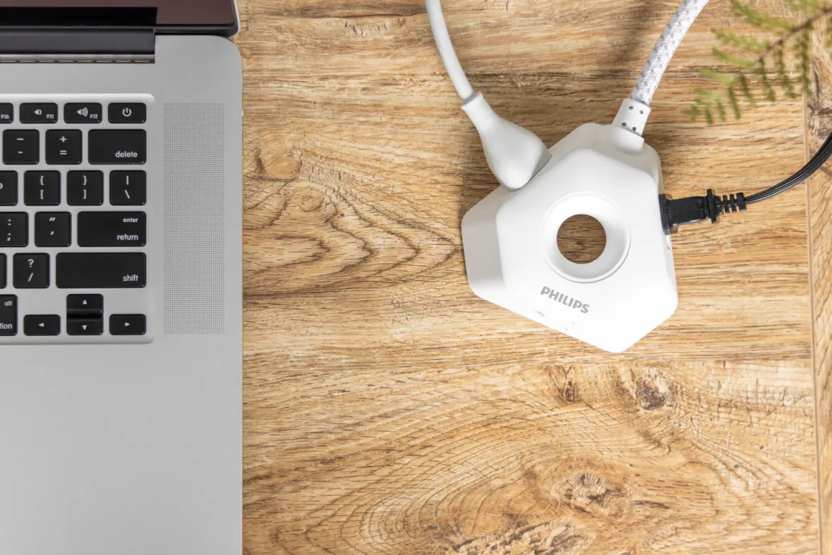 Philips EZGrip Indoor Extension Cord with Multiple 3 Prong Outlets, 4 Ft, White