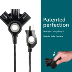 Philips EZGrip™ 3-Outlet 15ft. Indoor/Outdoor Extension Cord, Black
