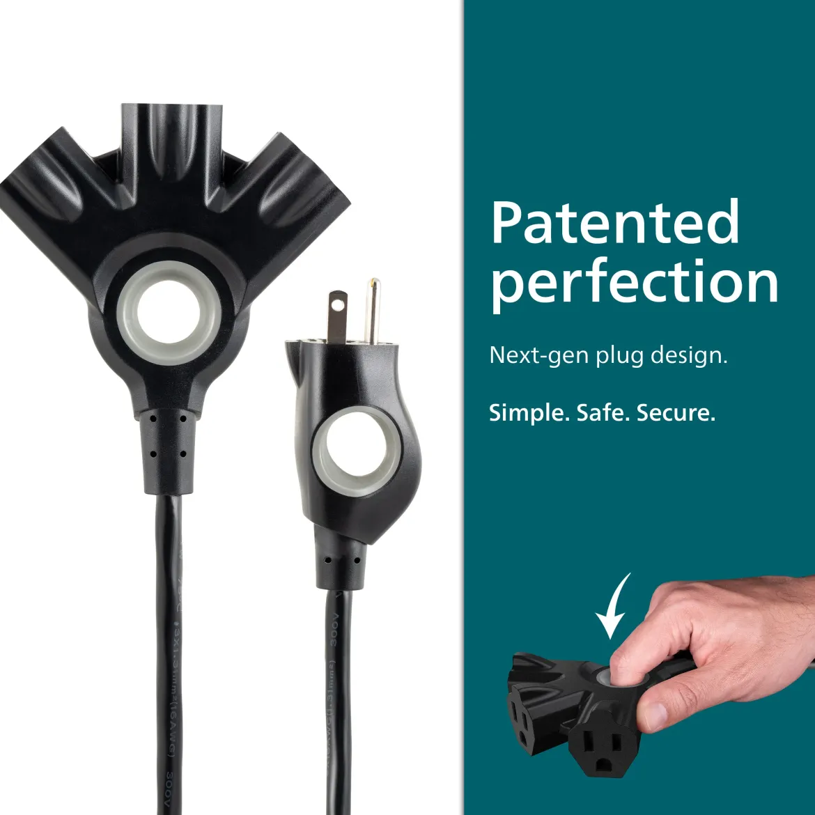 Philips EZGrip™ 3-Outlet 15ft. Indoor/Outdoor Extension Cord, Black