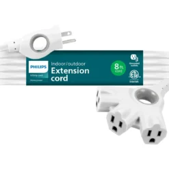 Philips EZGrip 3-Outlet 8ft. Indoor/Outdoor Extension Cord, White