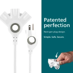 Philips EZGrip 3-Outlet 8ft. Indoor/Outdoor Extension Cord, White