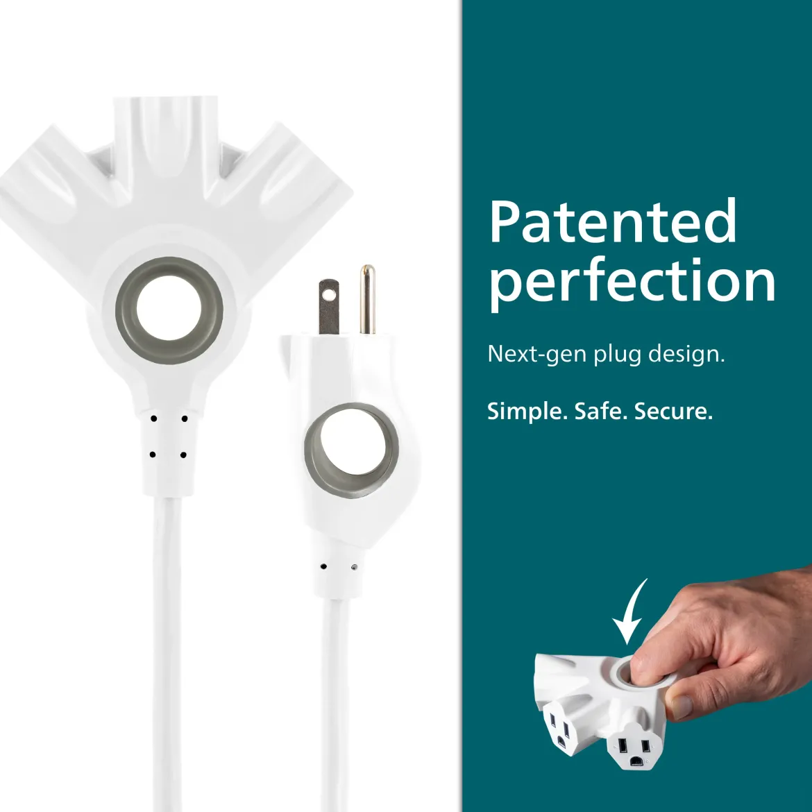 Philips EZGrip 3-Outlet 8ft. Indoor/Outdoor Extension Cord, White