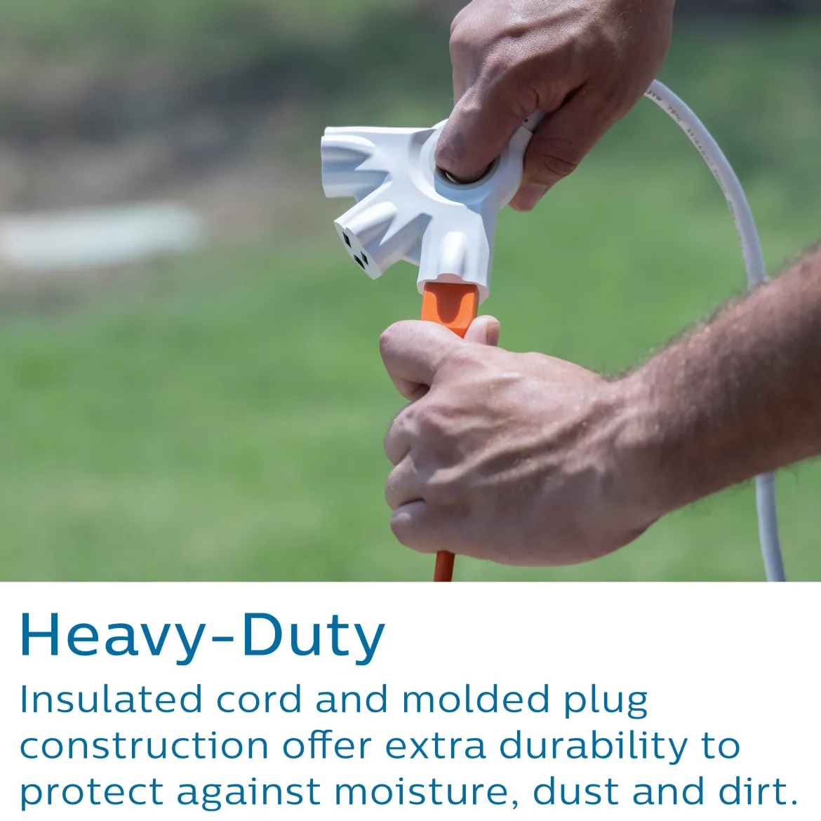 Philips EZGrip 3-Outlet 8ft. Indoor/Outdoor Extension Cord, White