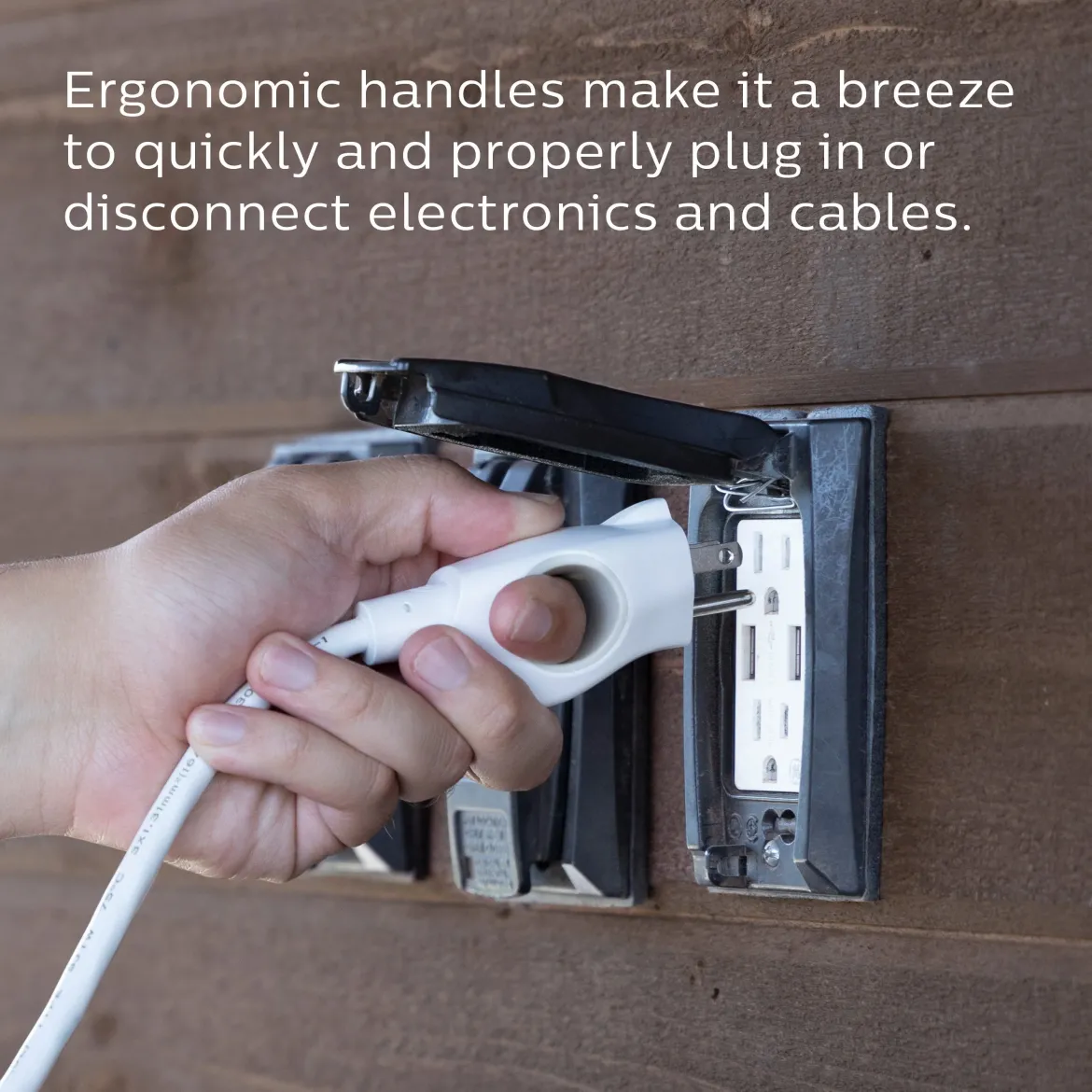 Philips EZGrip 3-Outlet 8ft. Indoor/Outdoor Extension Cord, White