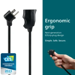 Philips EZGrip 1-Outlet Outdoor Extension Cord, 25 Ft, Black