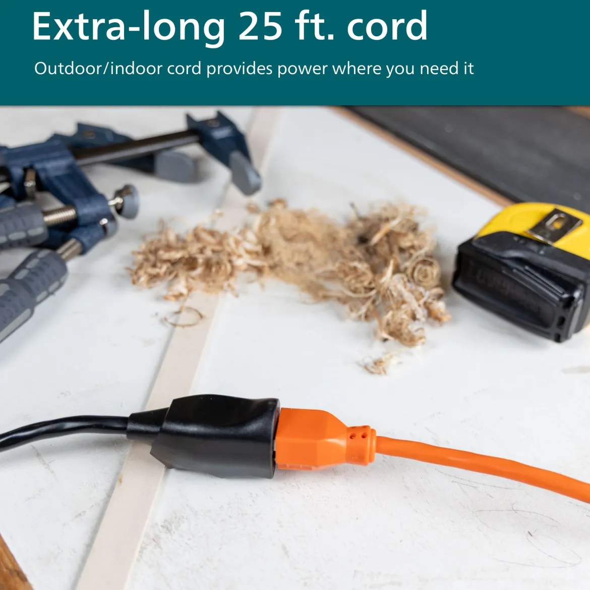 Philips EZGrip 1-Outlet Outdoor Extension Cord, 25 Ft, Black