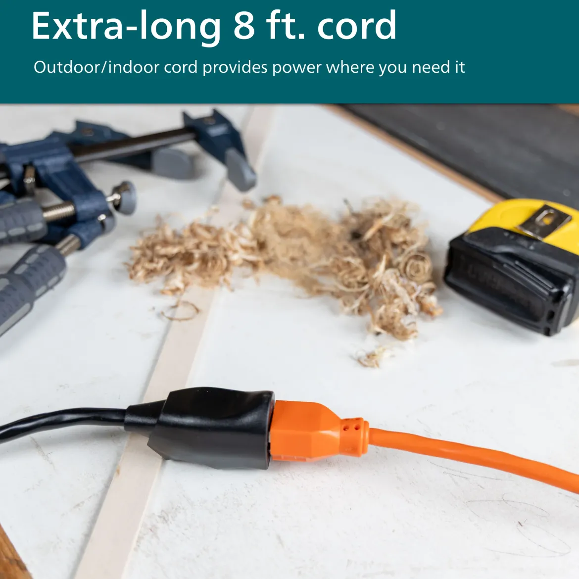 Philips EZGrip 1-Outlet Outdoor Extension Cord, 8 Ft, Black