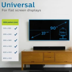 Philips Fixed TV Wall Mount, Up To 90in., Black