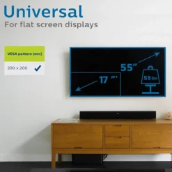 Philips Fixed TV Wall Mount, Up to 55in., Black