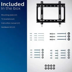 Philips Fixed TV Wall Mount, Up to 55in., Black