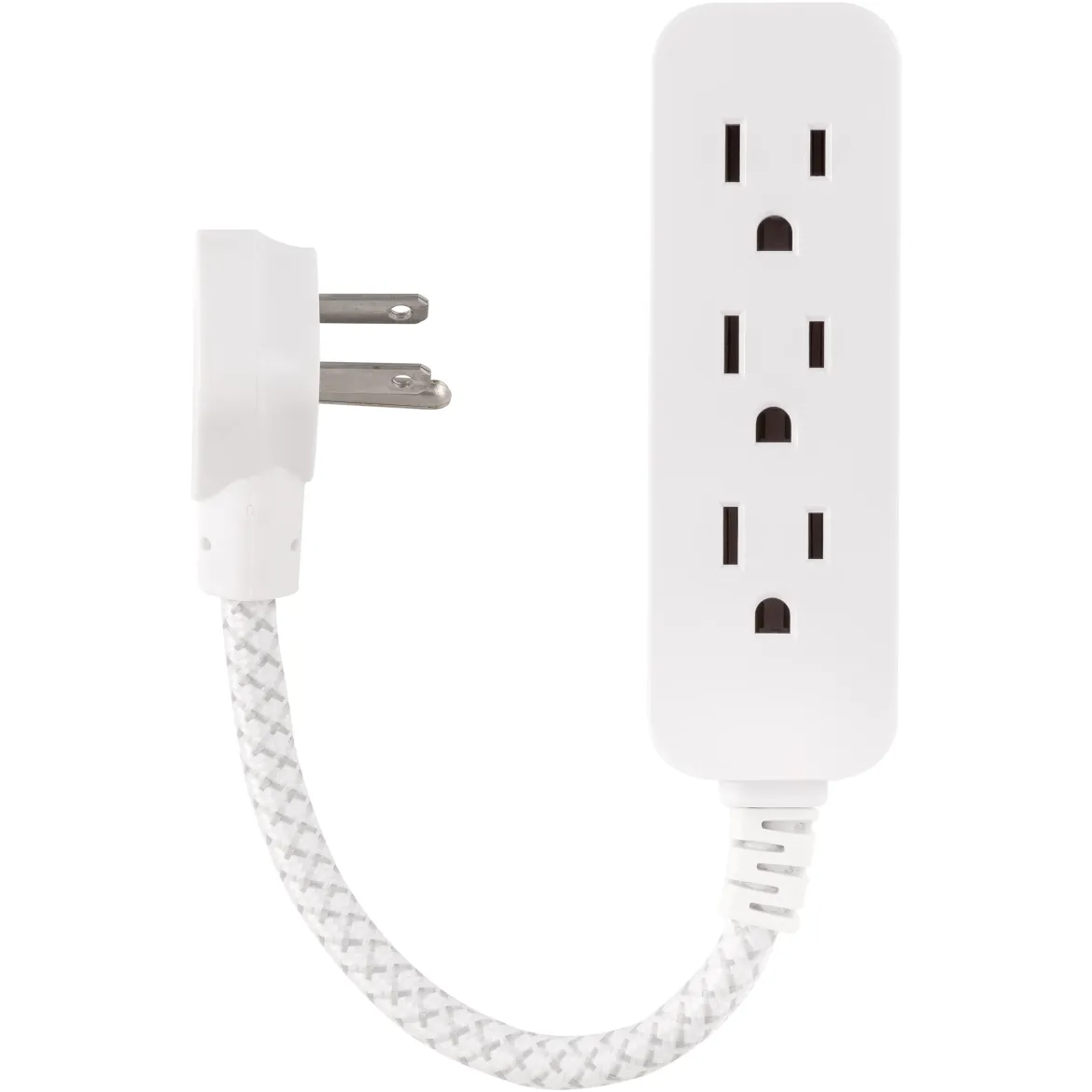 Philips 1 Ft Indoor Extension Cord with Surge Protection, 3-Outlet, Flat Plug, White
