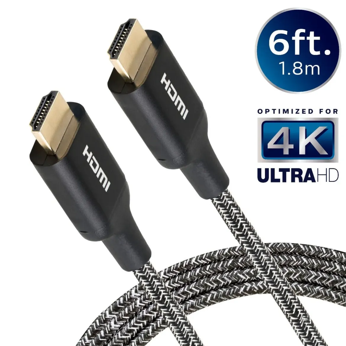 Philips 6ft. 4K Premium HDMI Cable With Ethernet, Black