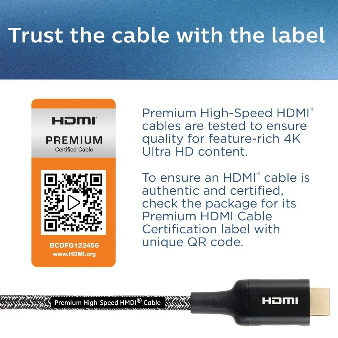 Philips 10ft. 4K Premium HDMI Cable with Ethernet, Black