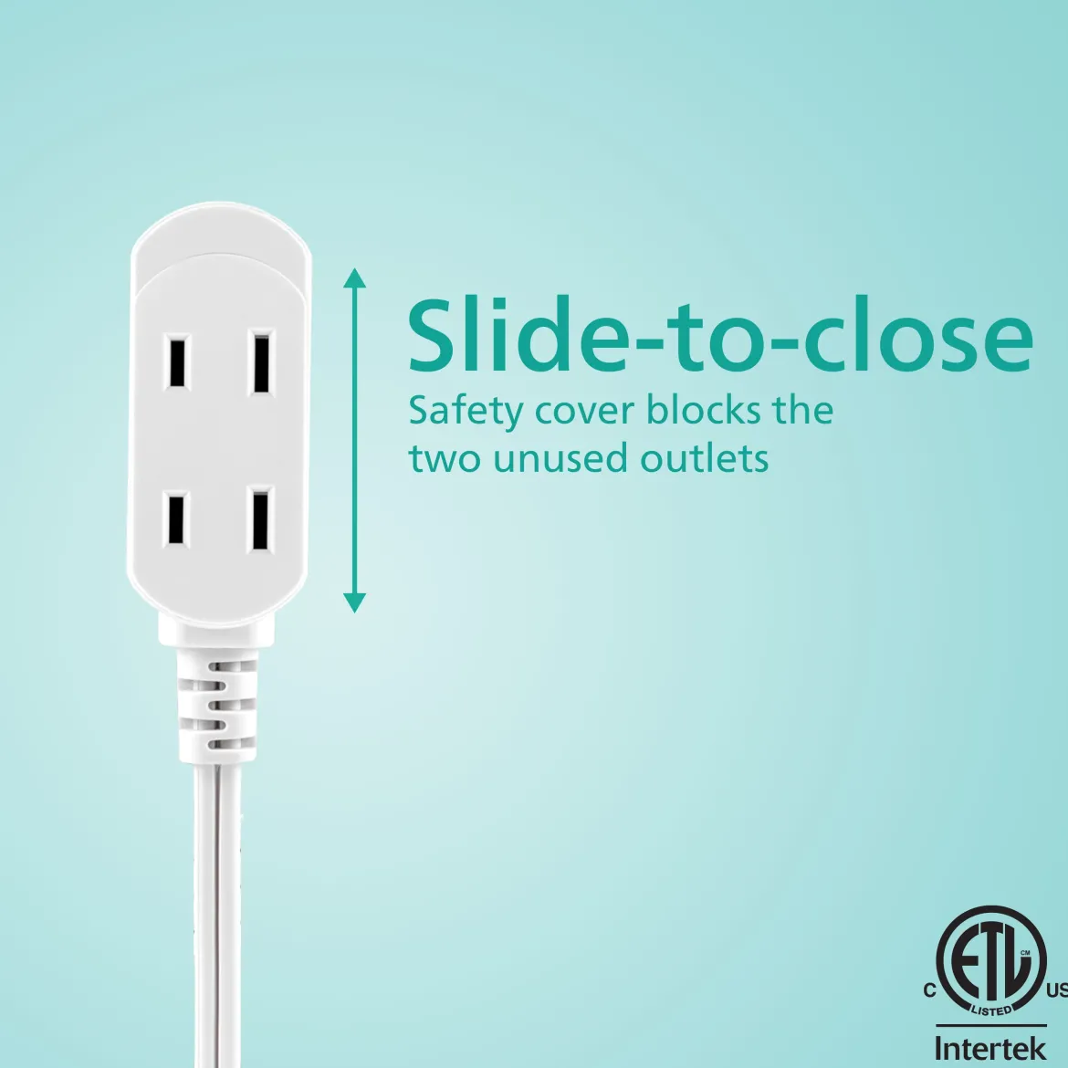 Philips 6 ft. 3-Outlet Polarized Indoor Extension Cord, White, Slide-to-close cover