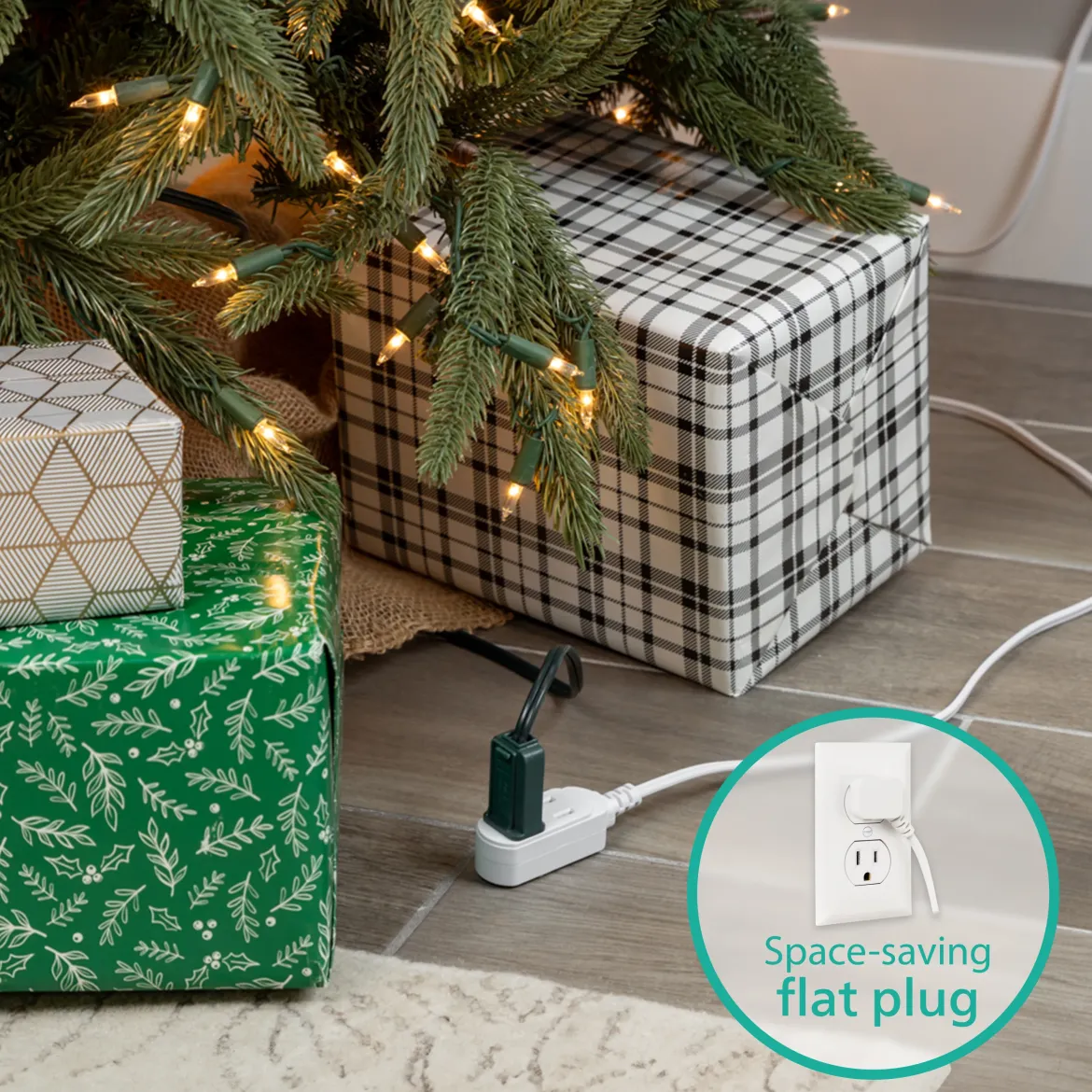 Philips 6 ft. 3-Outlet Polarized Indoor Extension Cord, White, Slide-to-close cover