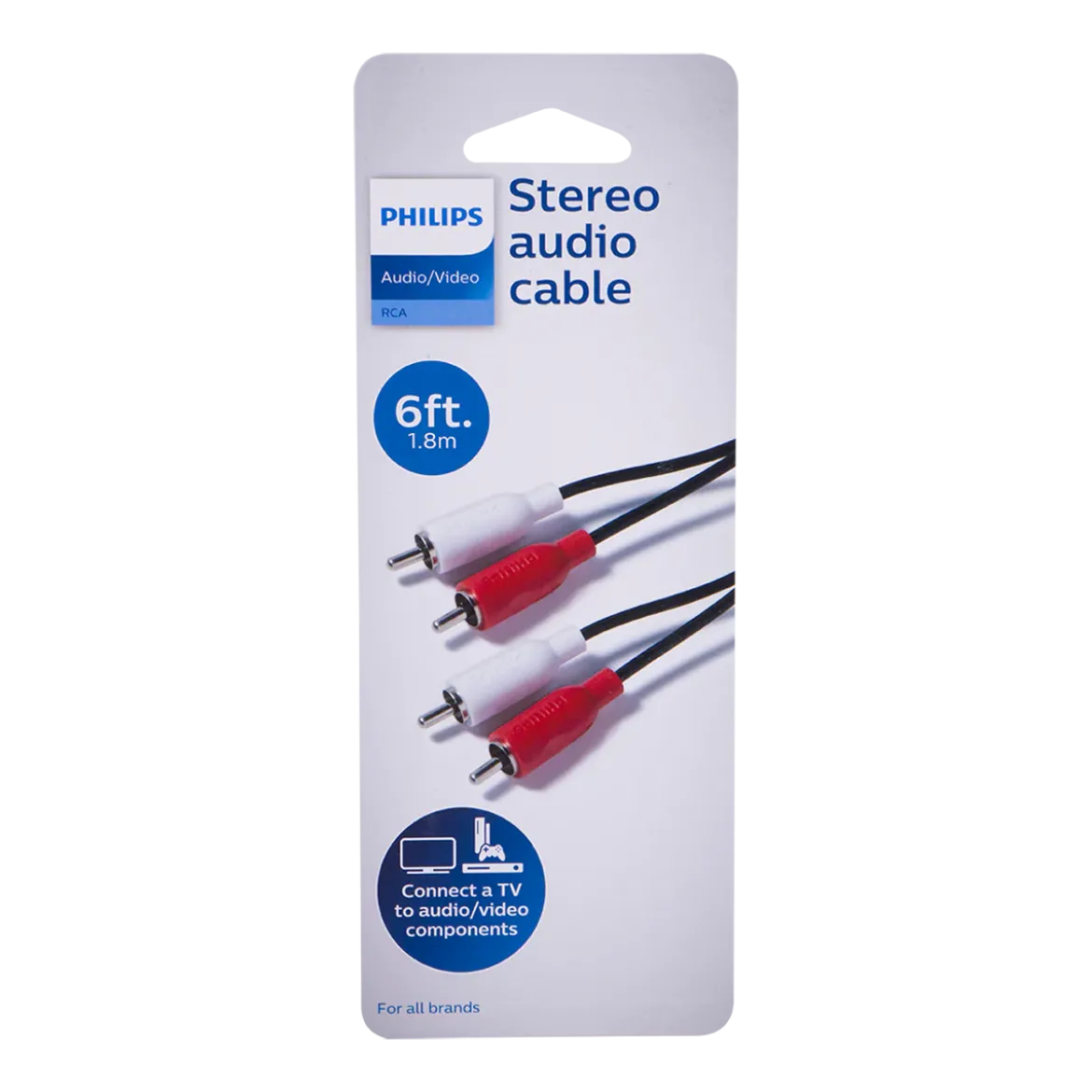 Philips 6ft. RCA Audio Cable, Black