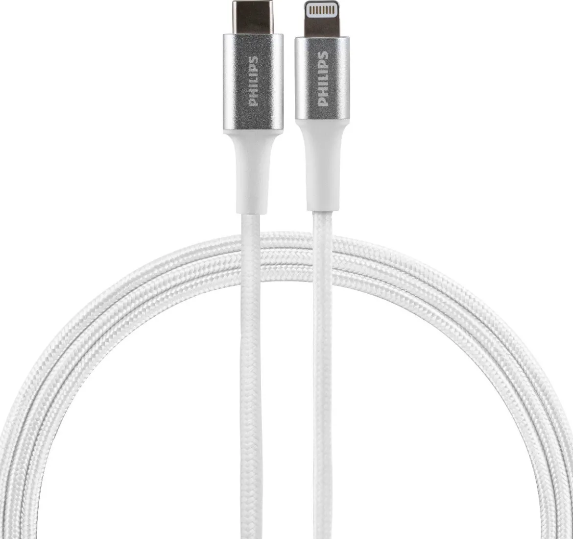 Philips 3ft. USB-C Lightning Charging Cable with Braided Cord, White