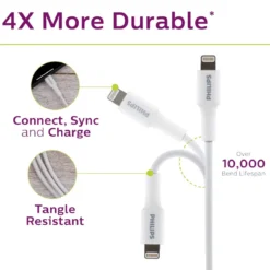 Philips 4ft. USB-C to Lightning Charging Cable, White