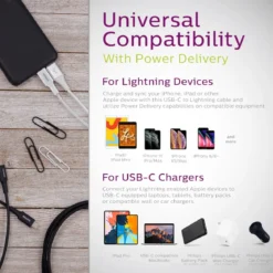 Philips 4ft. USB-C to Lightning Charging Cable, White