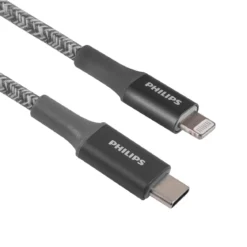 Philips 3ft. USB-C to Lightning Charging Cable with Braided Cord, 2 Pack, Gray