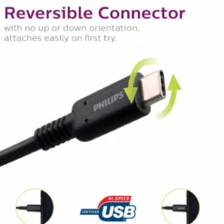 Philips 6ft. USB-C to USB-A Charging Cable, Black