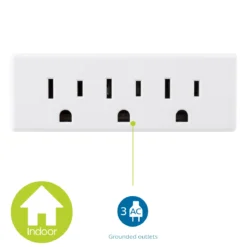 Philips Grounded 3-Outlet Tap, White, 2pk