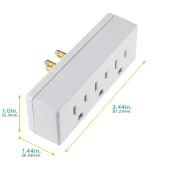 Philips Grounded 3-Outlet Tap, White, 2pk