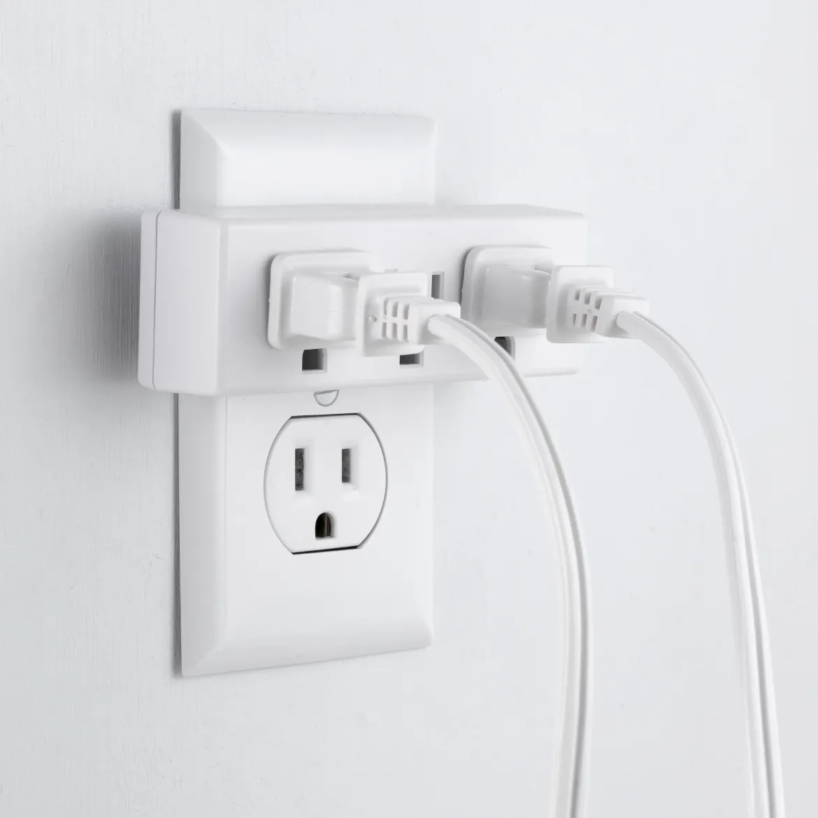 Philips Grounded 3-Outlet Tap, White, 2pk
