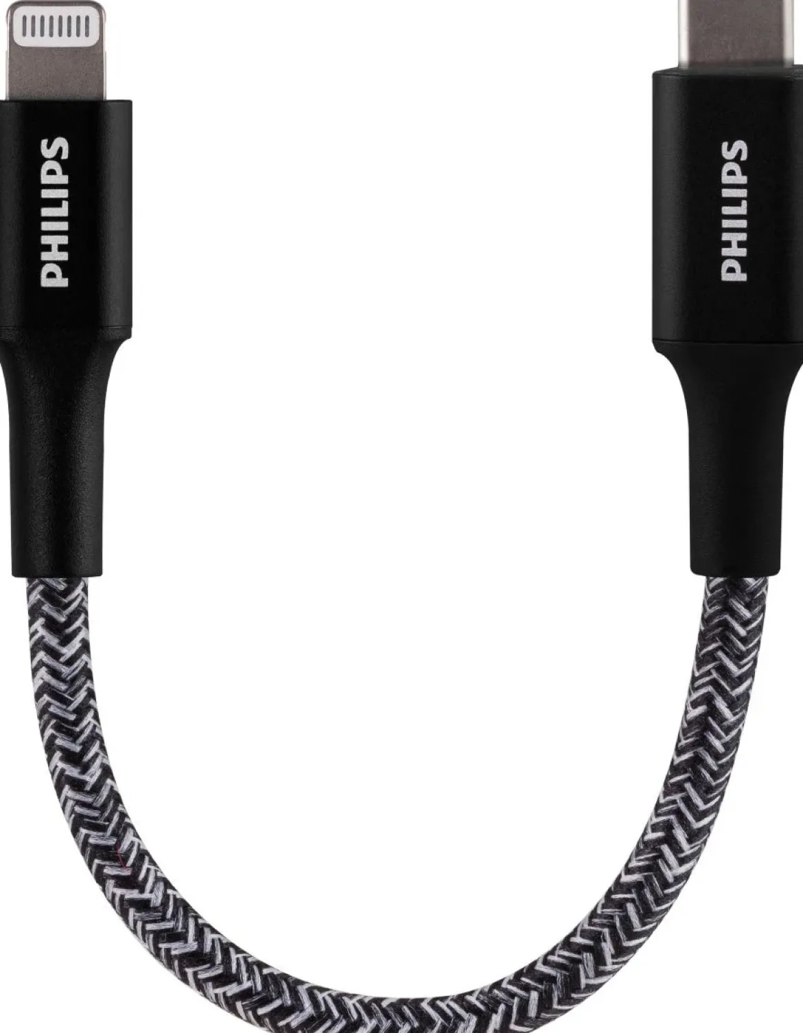 Philips 6in. USB-C to Lightning Charging Cable with Braided Cord, Black