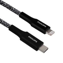 Philips 6in. USB-C to Lightning Charging Cable with Braided Cord, Black