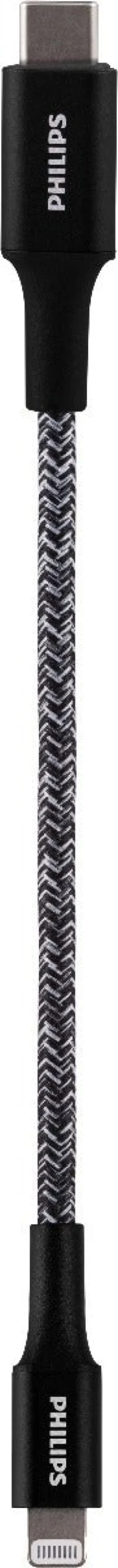 Philips 6in. USB-C to Lightning Charging Cable with Braided Cord, Black