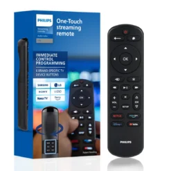 Philips OneTouch Streaming Replacement Remote Control, Streaming, Backlit, Black