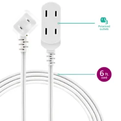 Philips 3-Outlet Extension Cord with Multiple Outlets, 6 Ft, 2 Pack