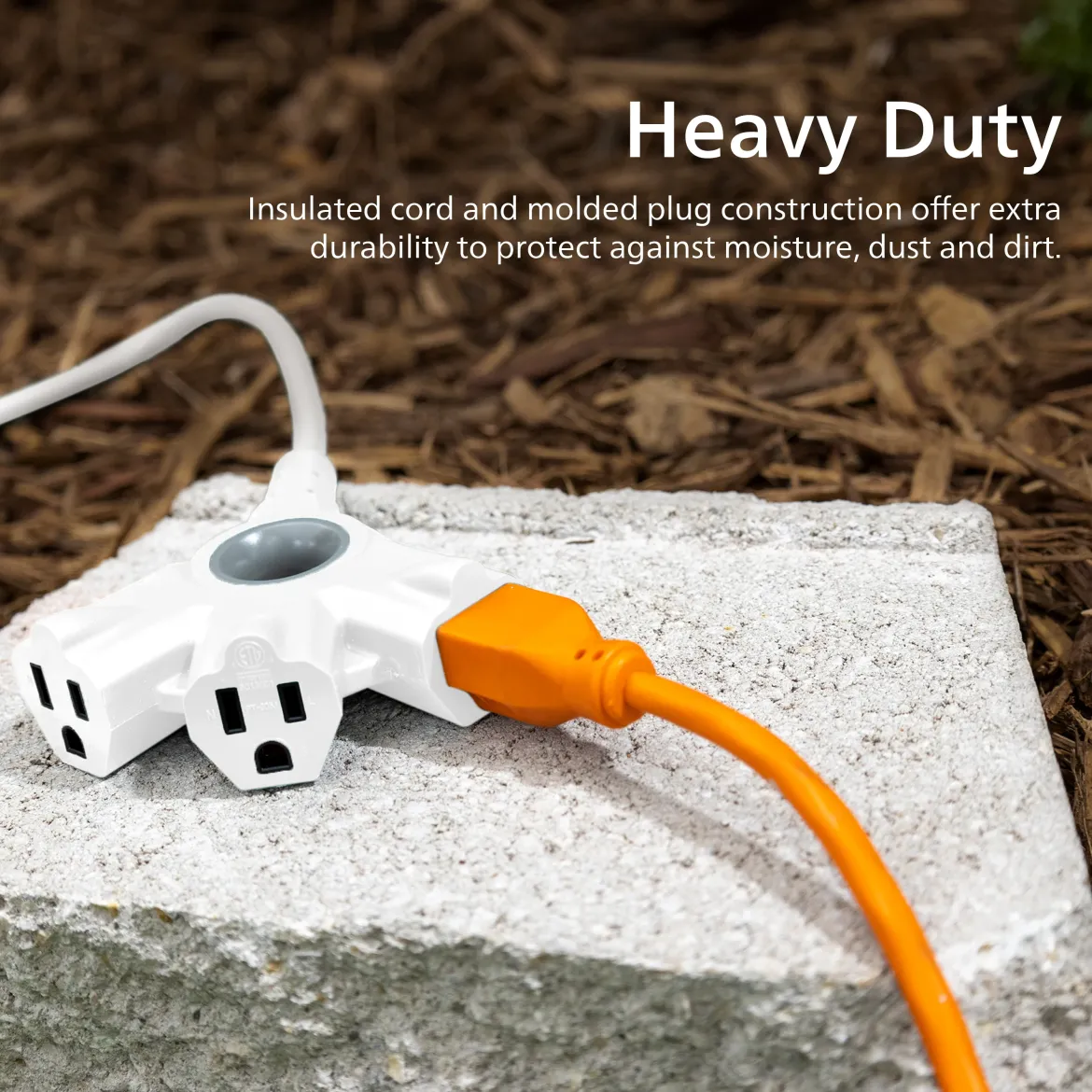 Philips 3-Outlet EZGrip Grounded Extension Cord, 25ft., Indoor/Outdoor, White
