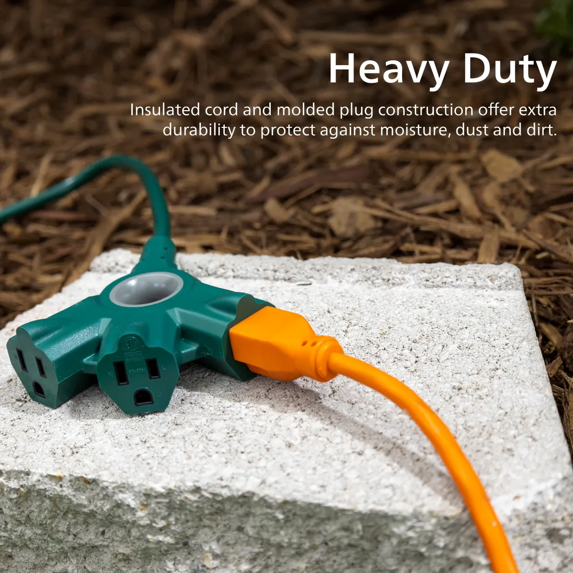 Philips 3-Outlet EZGrip Grounded Extension Cord, 50ft., Indoor/Outdoor, Green