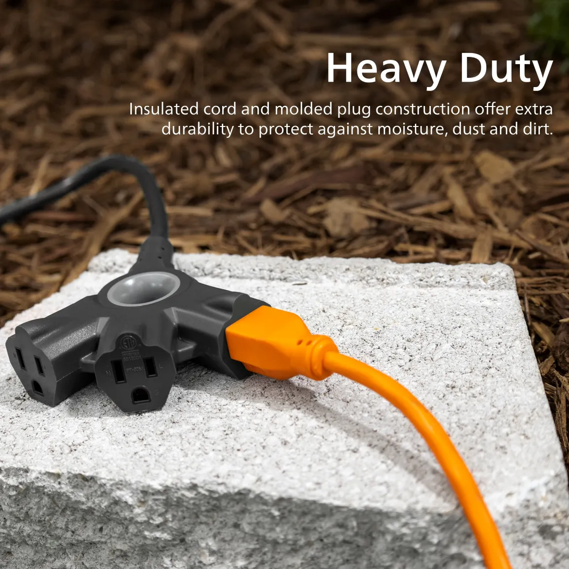 Philips 3-Outlet EZGrip Grounded Extension Cord, 50ft., Indoor/Outdoor, Black