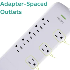 Philips 8-Outlet 8ft. Surge Protector, White
