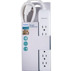 Philips 6-Outlet 4ft. Surge Protector, White