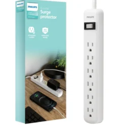 Philips 6-Outlet 2ft. Surge Protector, White