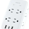 Philips 8-Outlet 6ft. Surge Protector with USB Charging, White