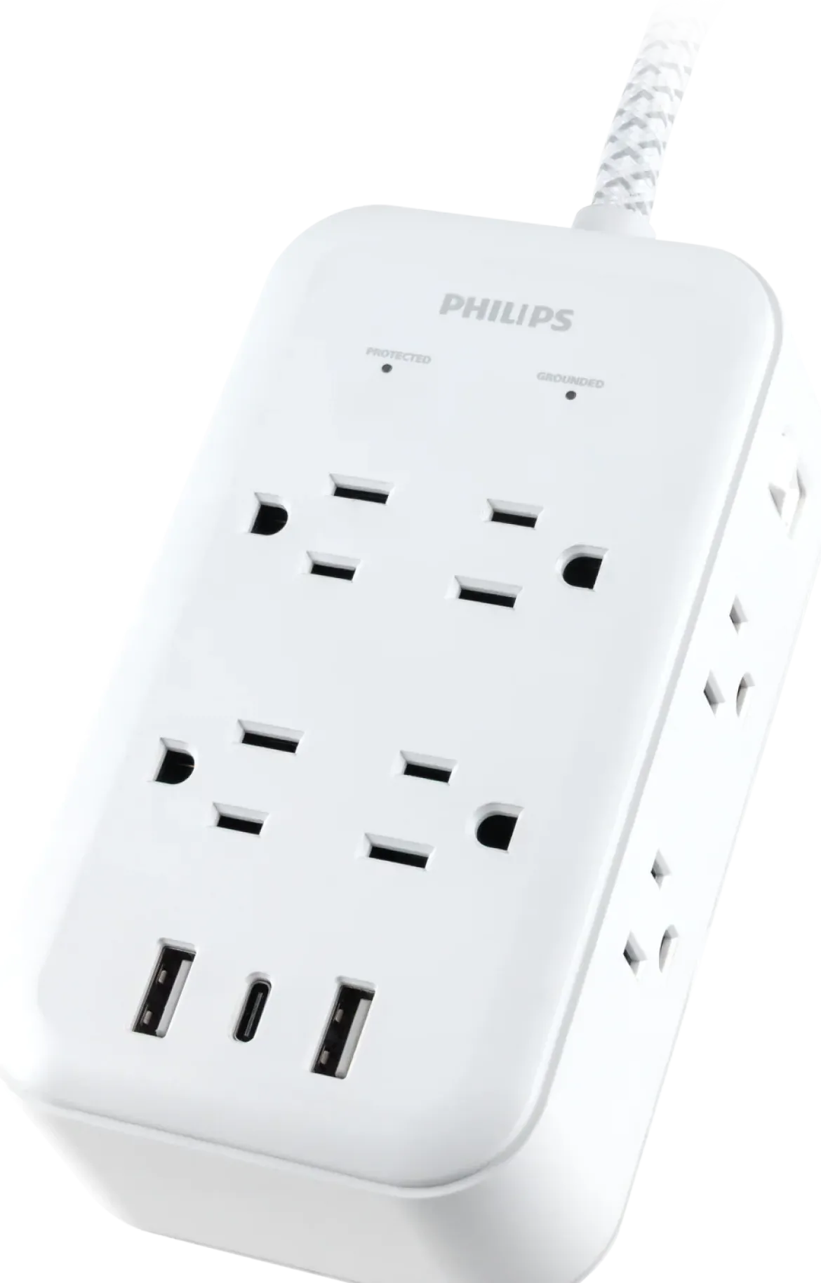 Philips 8-Outlet 6ft. Surge Protector with USB Charging, White