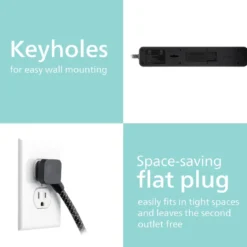 Philips 4-Outlet 4ft. Surge Protector with Adapter-Spaced Outlets, Black