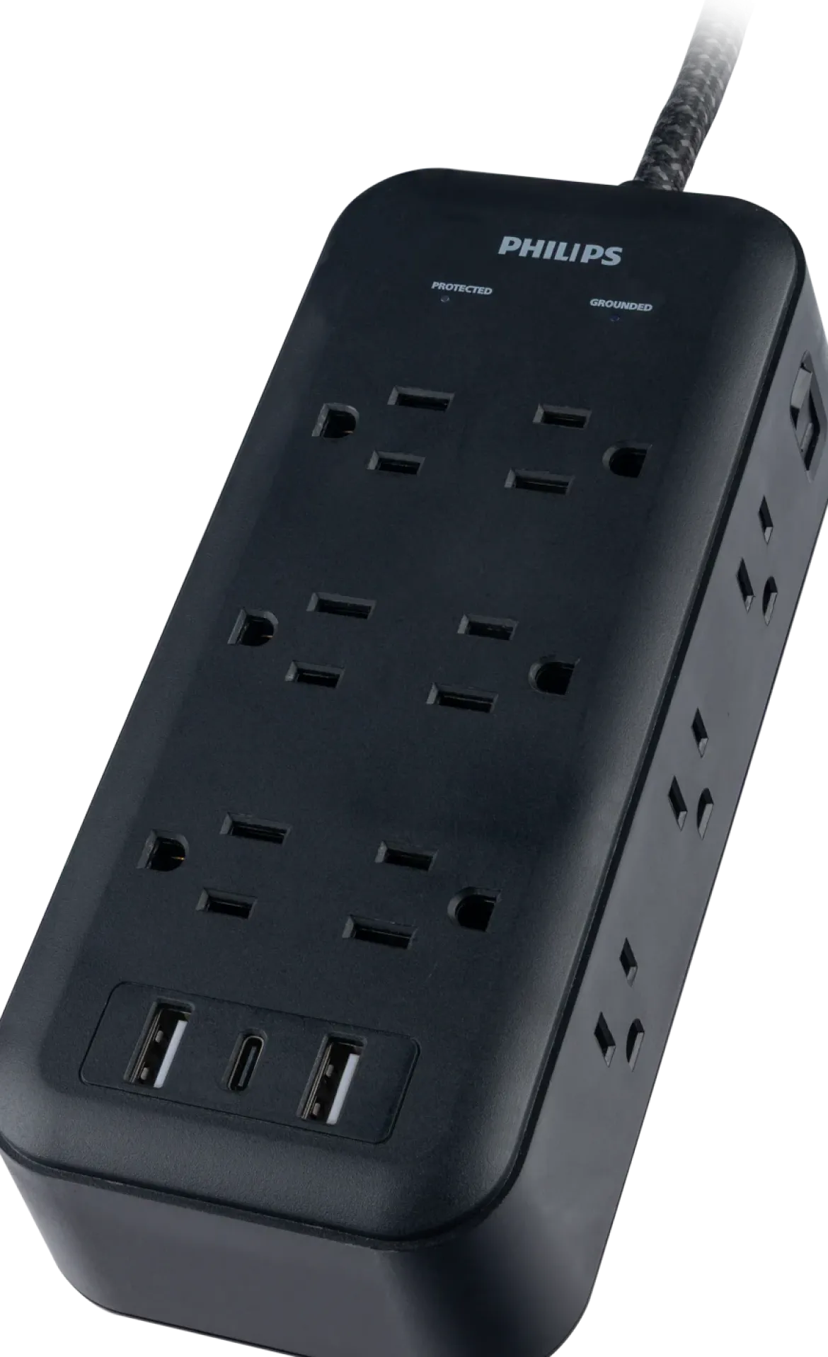 Philips 12-Outlet 8ft. Surge Protector with USB Charging, Black