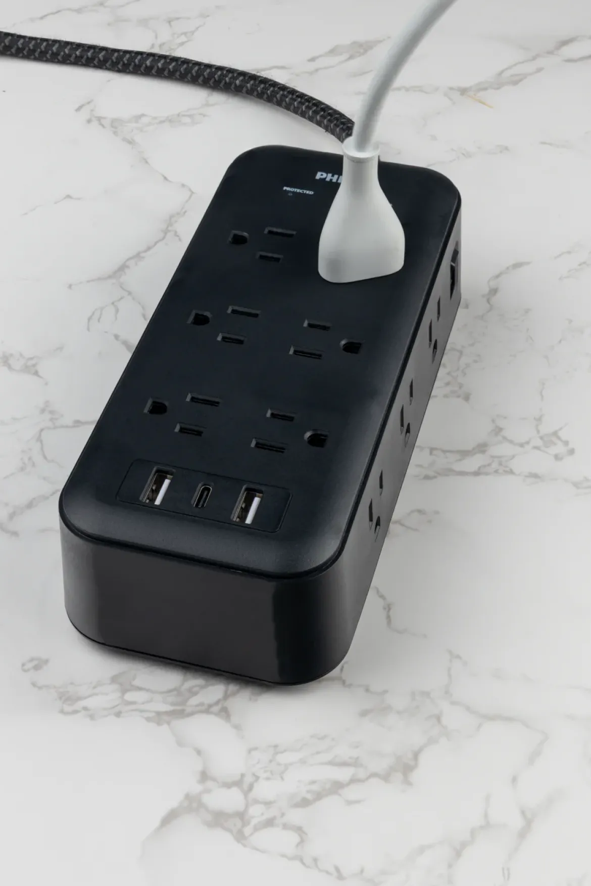 Philips 12-Outlet 8ft. Surge Protector with USB Charging, Black