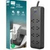 Philips 8-Outlet 8ft. Surge Protector with Adapter-Spaced Outlets, Black